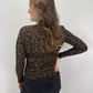 Cashmere Longsleeve Leoprint mit Kragen - braun