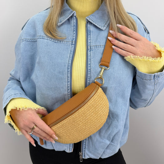 Banana Bag Summer - Echtleder braun/gold