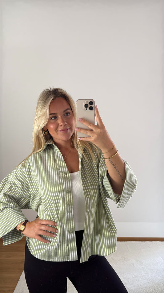 Bluse Daisy gestreift - khaki/weiß