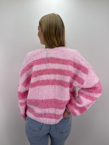 Gestreifter Cardigan May - rosa