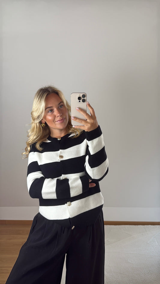 Cardigan Victoria - schwarz/weiß
