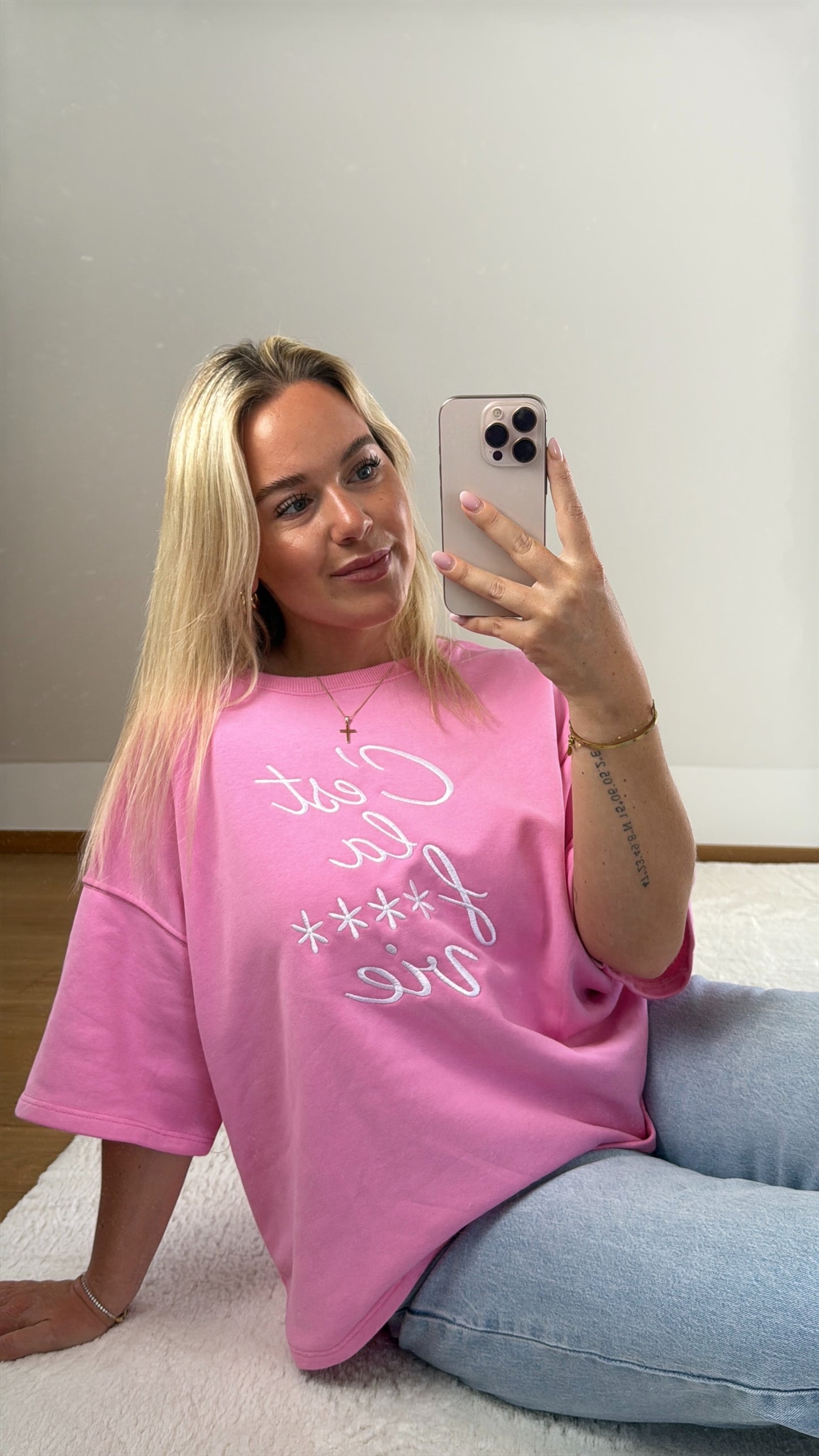 Oversize T-Shirt C‘est La Vie - pink