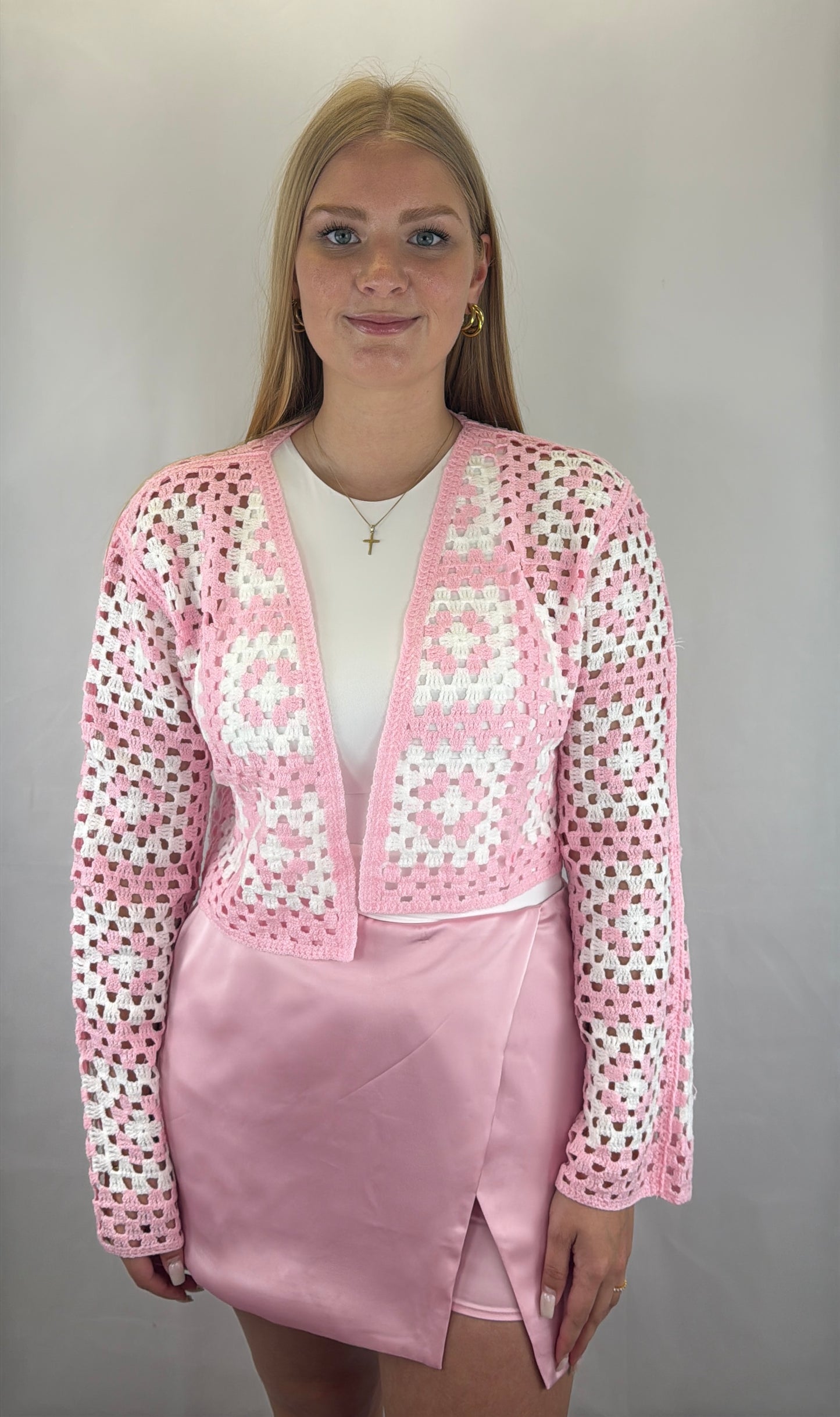 Cardigan gehäkelt Kaya - rosa