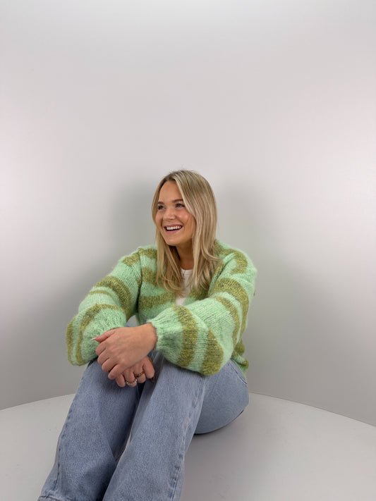 Gestreifter Cardigan May - grün