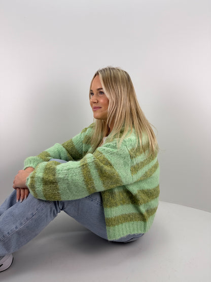 Gestreifter Cardigan May - grün