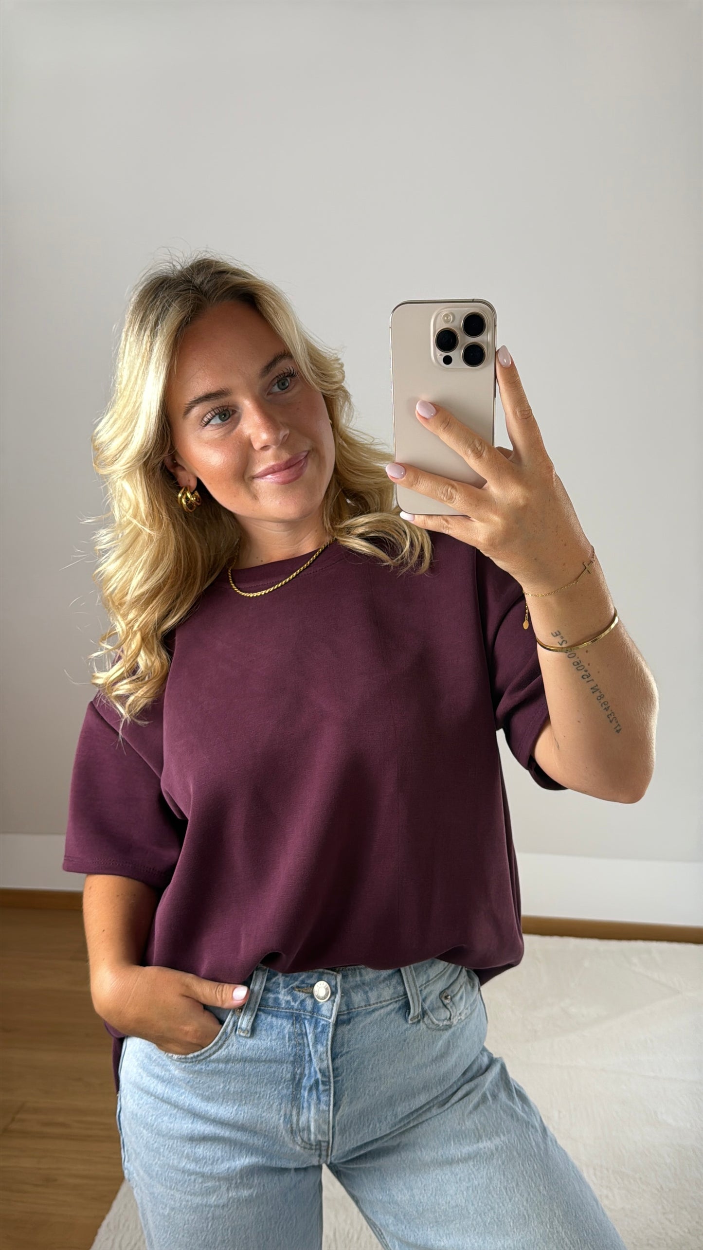 Basic T-Shirt Melly - weinrot