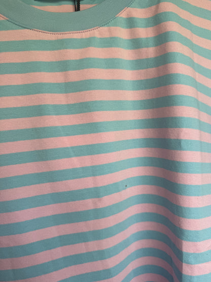 B-WARE Oversize T-Shirt Candy gestreift - blau/rosa