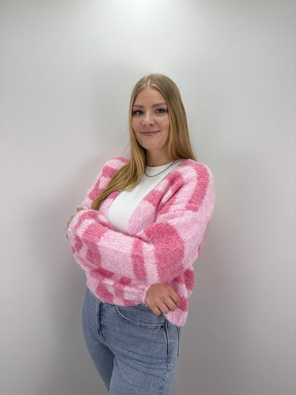 Gestreifter Cardigan May - rosa