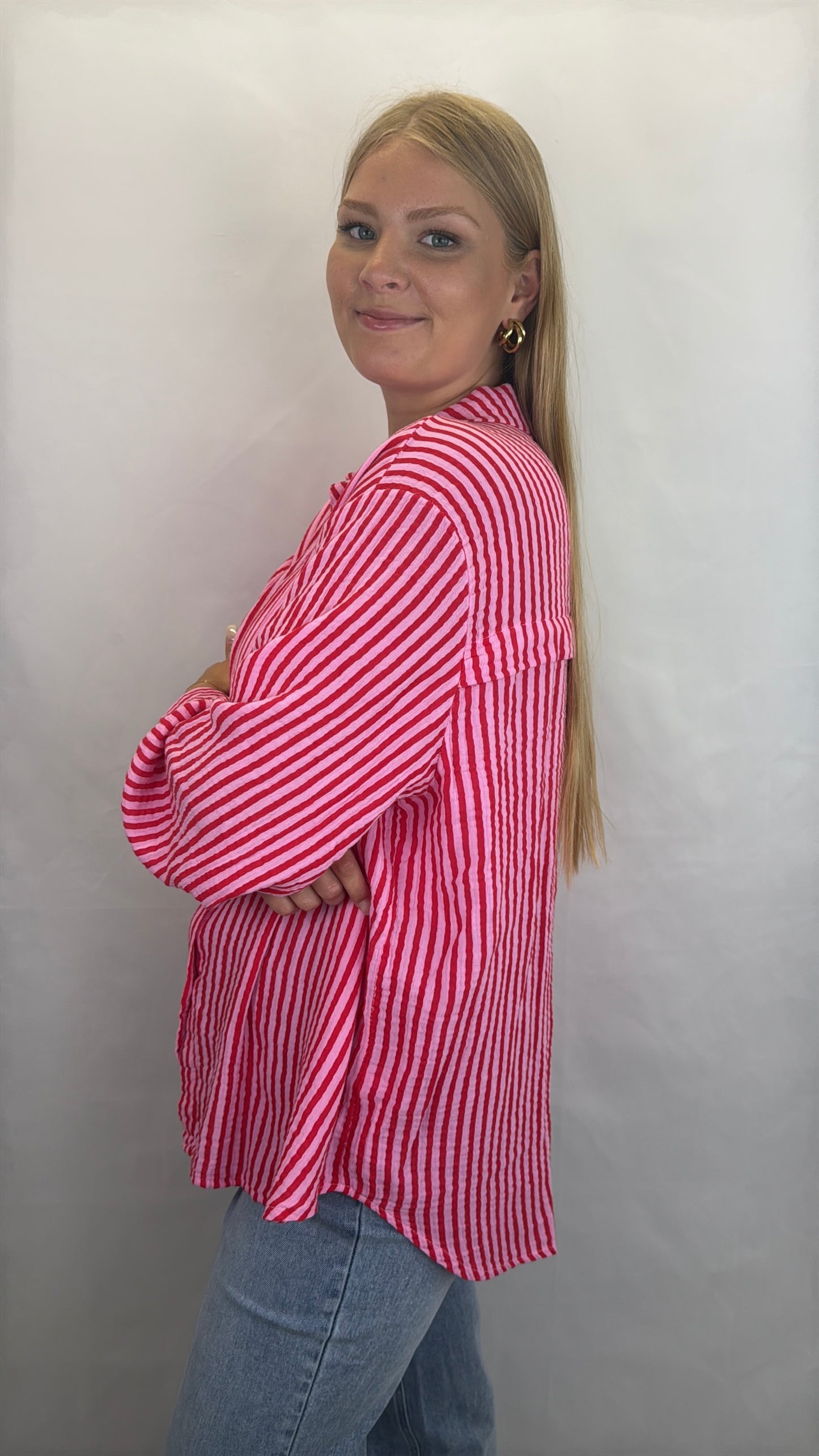 Musselinbluse Gina - rosa/rot