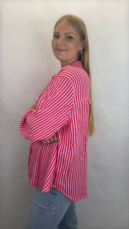 Musselinbluse Gina - rosa/rot