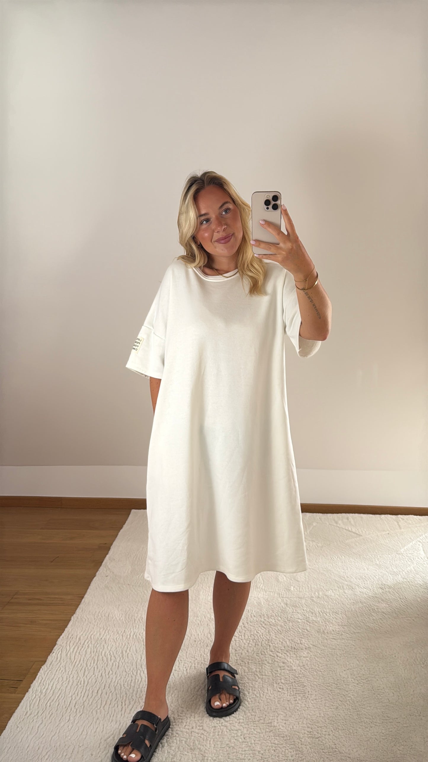 T-Shirt-Kleid Patch - weiß