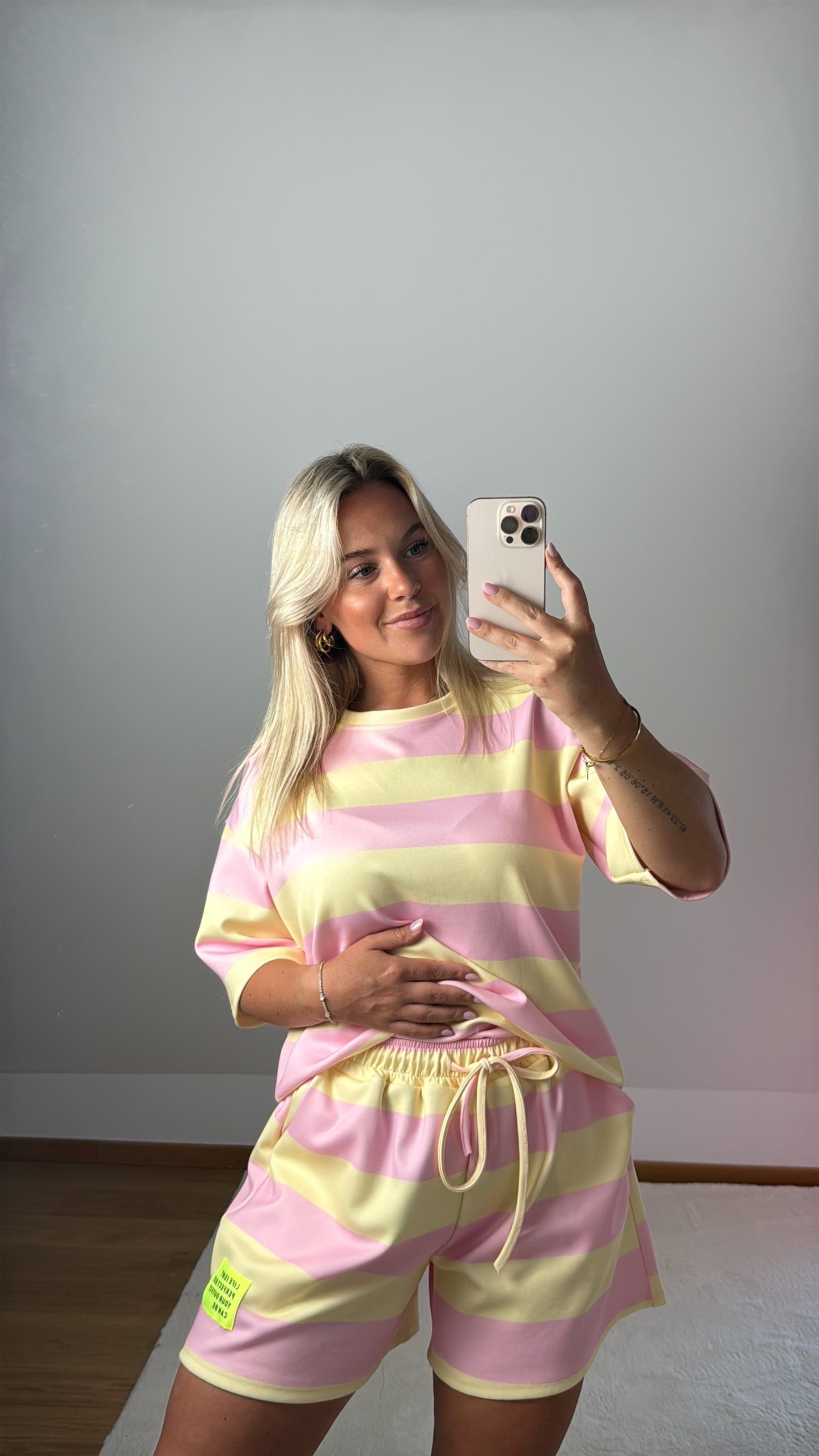 Set mit Streifen Emmi - rosa/gelb