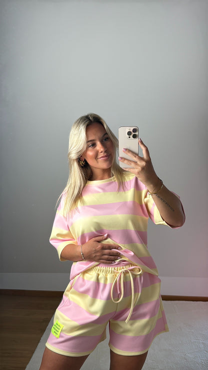 Set mit Streifen Emmi - rosa/gelb