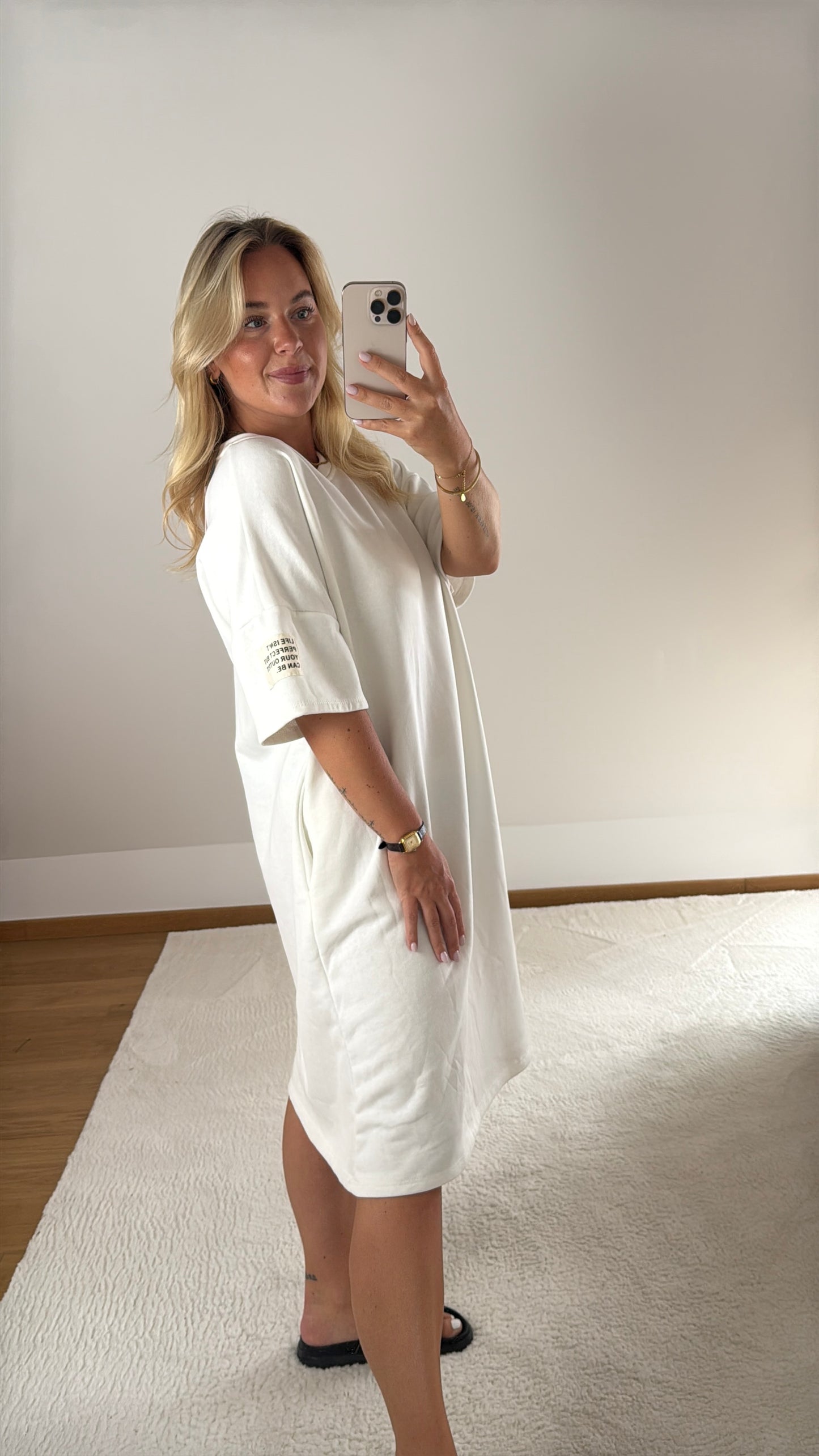 T-Shirt-Kleid Patch - weiß