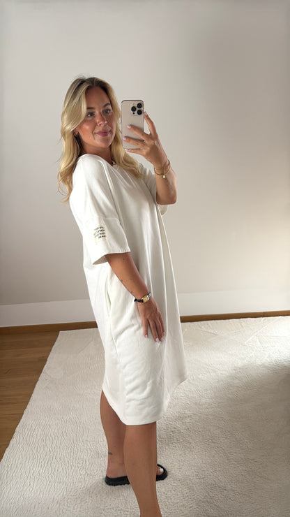 T-Shirt-Kleid Patch - weiß