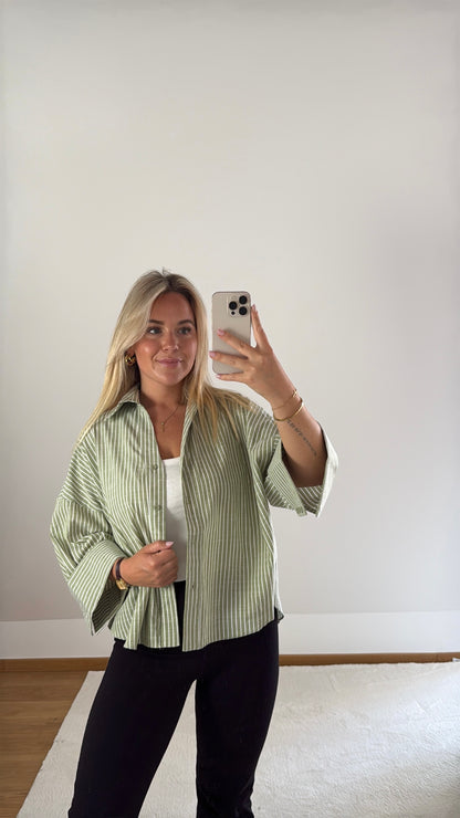 Bluse Daisy gestreift - khaki/weiß