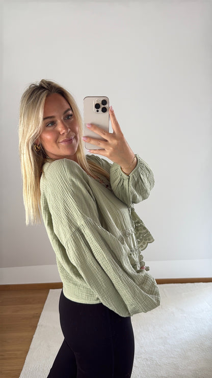 Musselinbluse Ida - grün