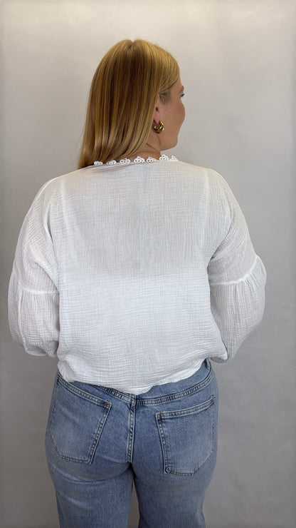 Musselinbluse Ida - weiß