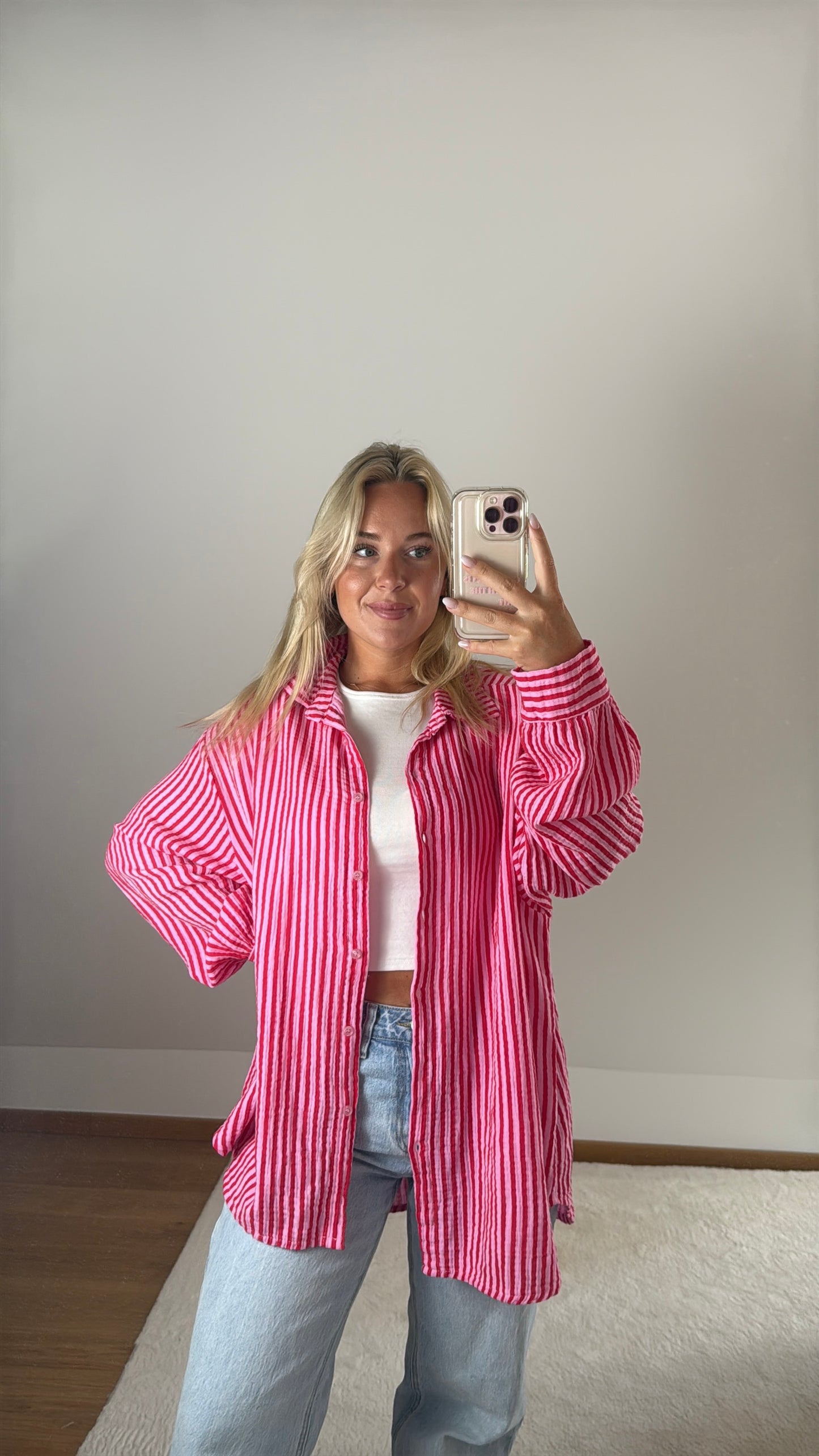 Musselinbluse Gina - rosa/rot