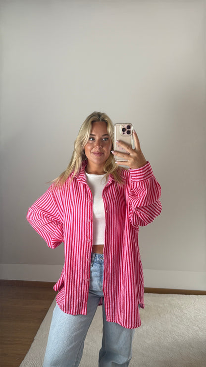 Musselinbluse Gina - rosa/rot