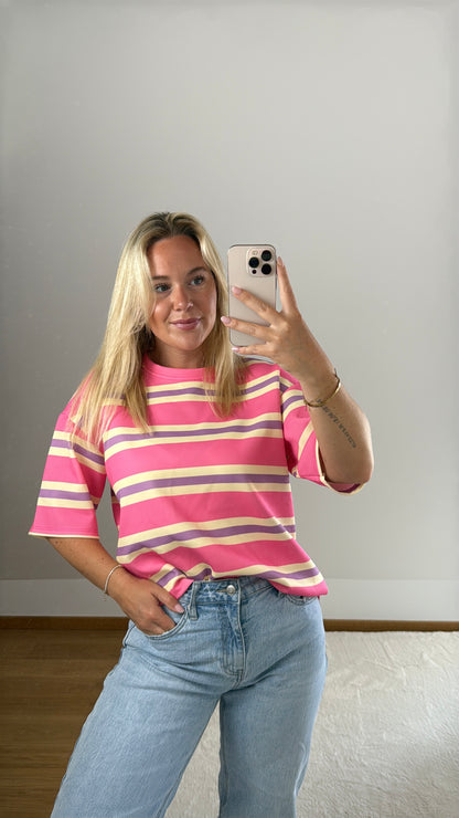 T-Shirt mit Streifen Lexi - pink/flieder/gelb