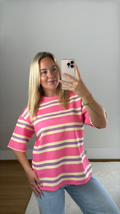 T-Shirt mit Streifen Lexi - pink/flieder/gelb