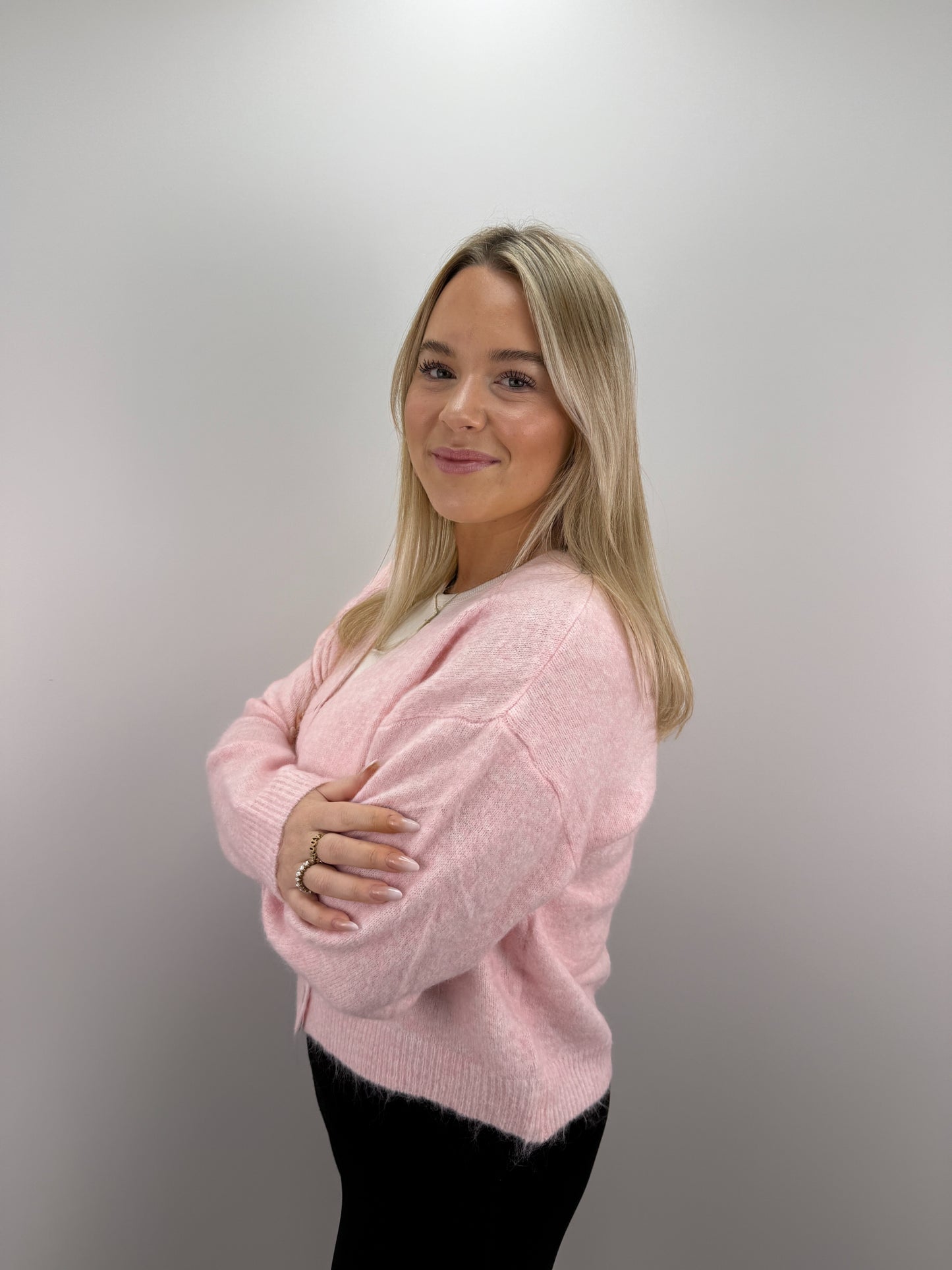 Cardigan mit V-Ausschnitt Blair - hellrosa