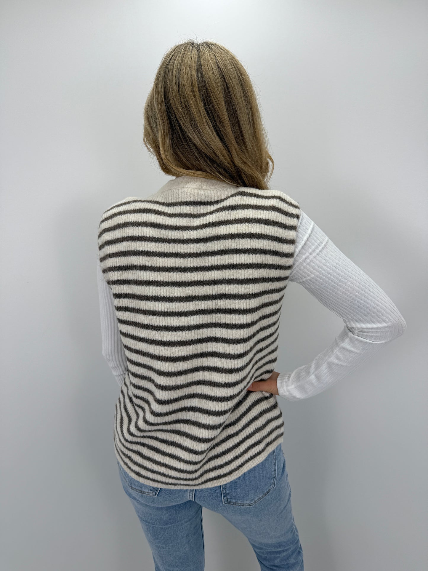 Pullunder Stripes - braun/creme