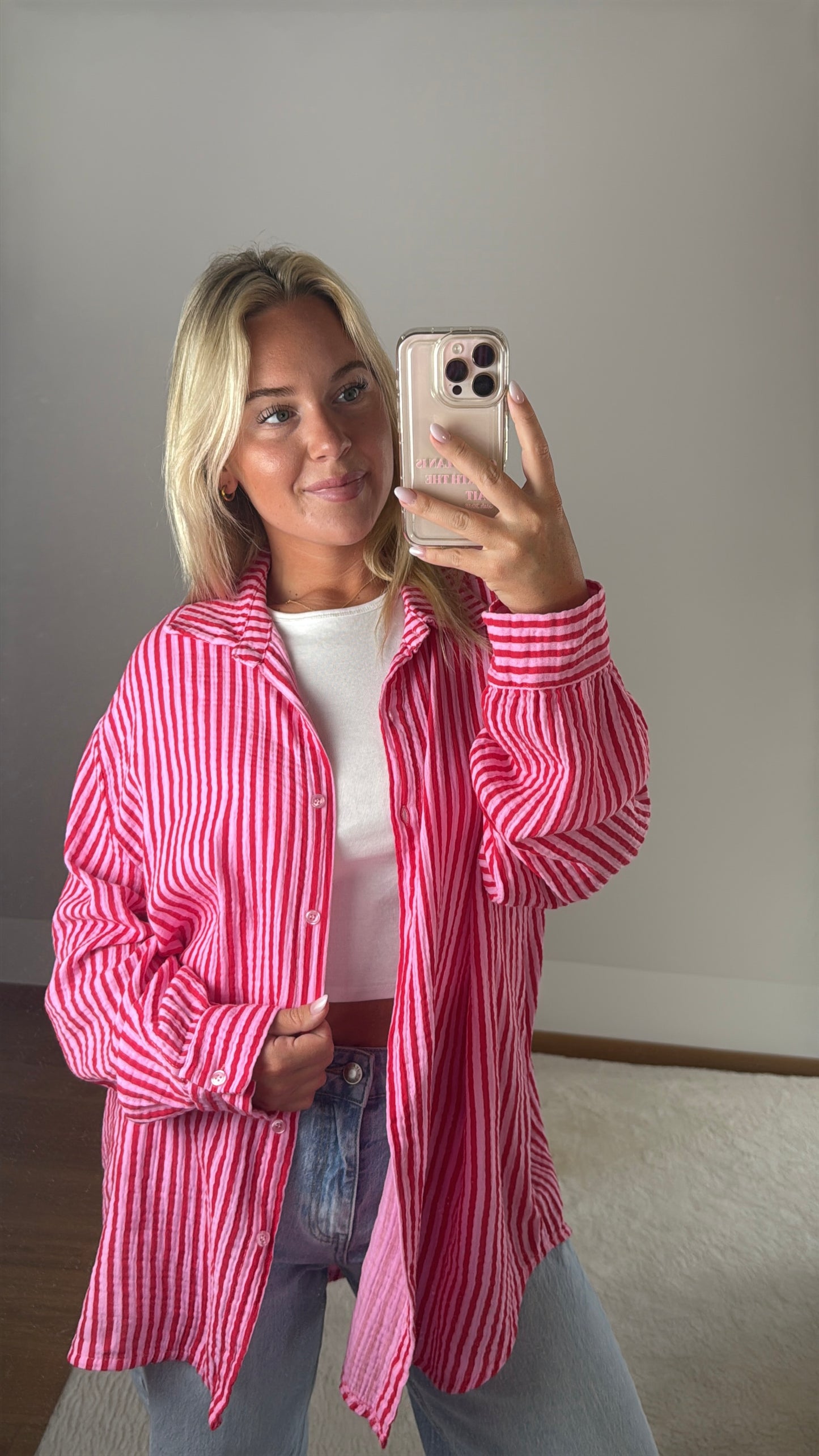 Musselinbluse Gina - rosa/rot