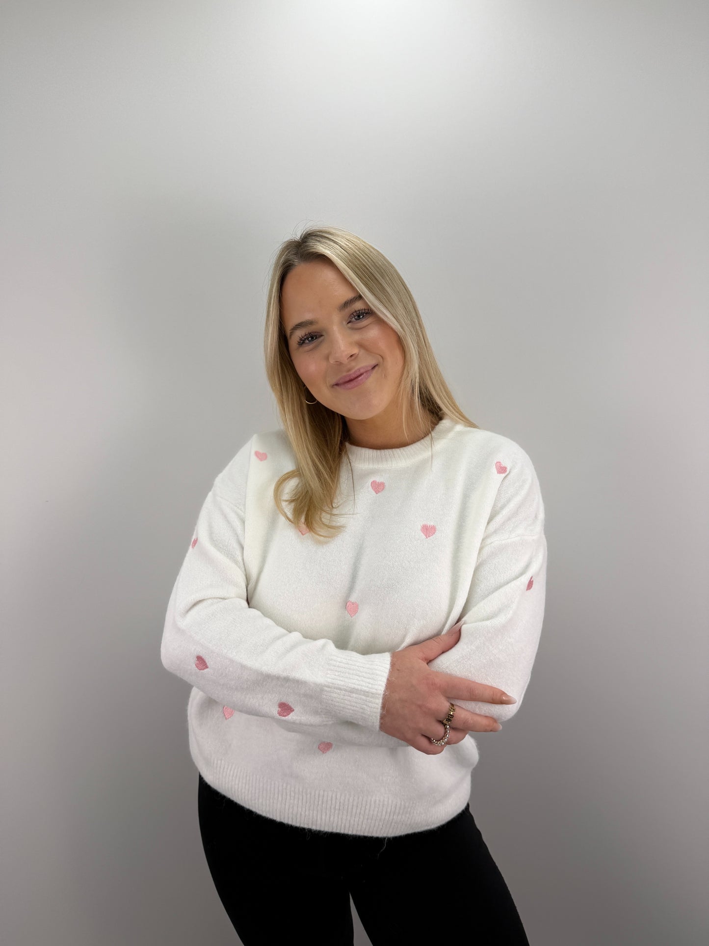 Pullover Hearts - weiß/rosa