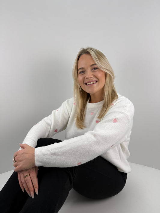 Pullover Hearts - weiß/rosa