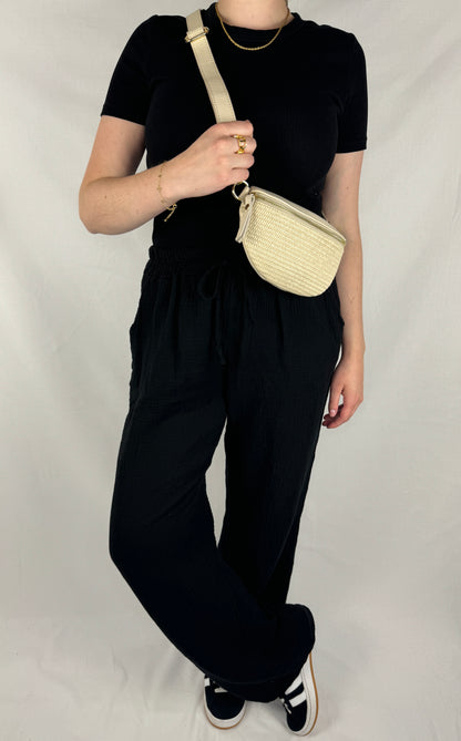 Banana Bag Summer - Echtleder hellbeige/gold