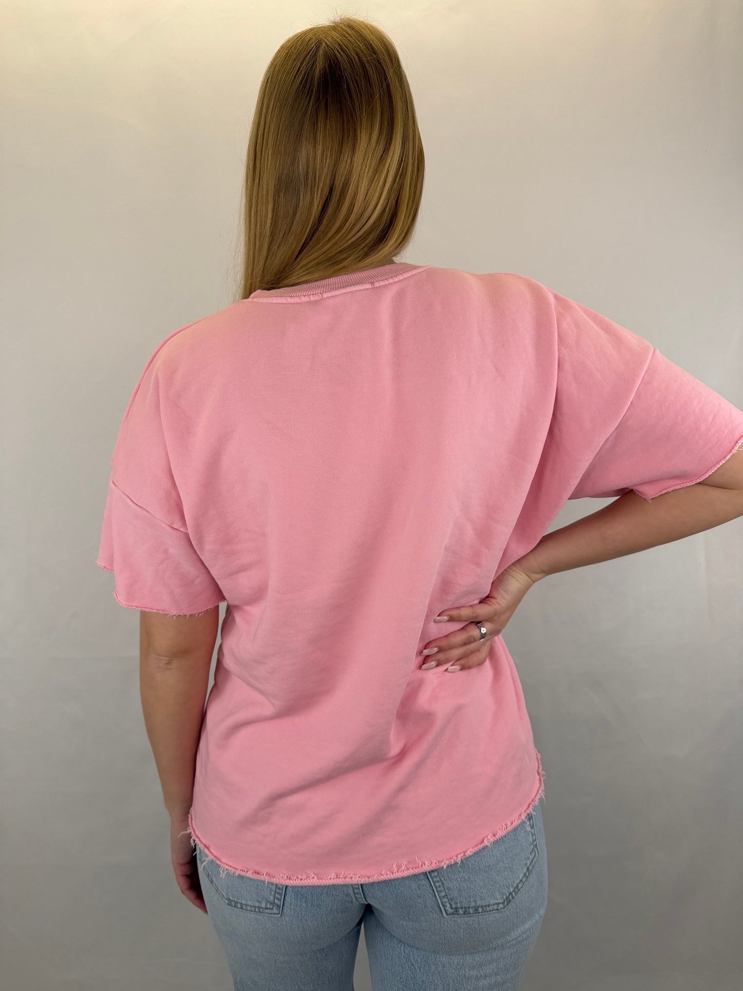 Oversize T-Shirt Smiley - rosa/rot