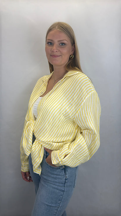 Musselinbluse Gina - weiß/gelb