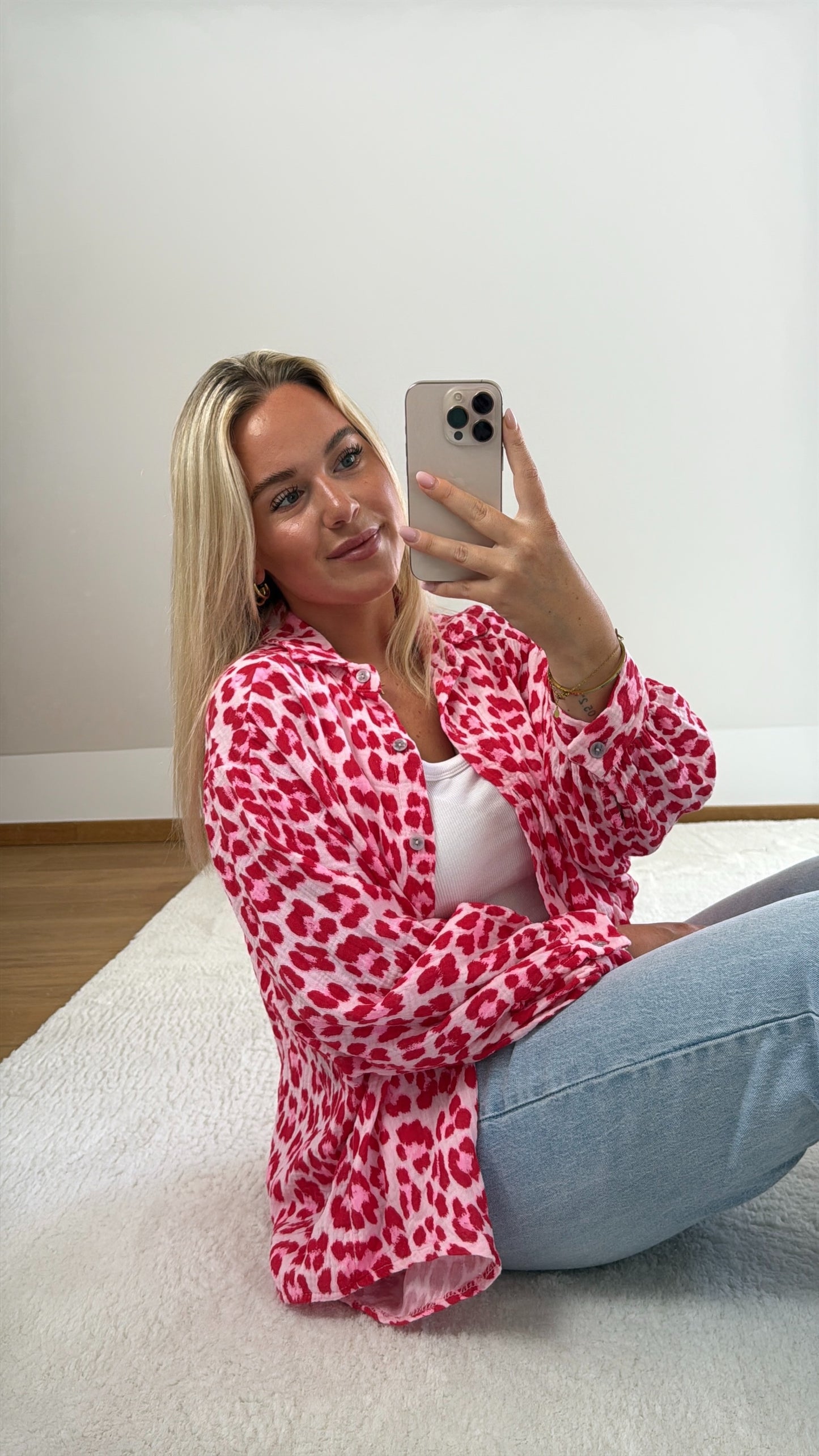 Musselinbluse Mila - rosa/rot