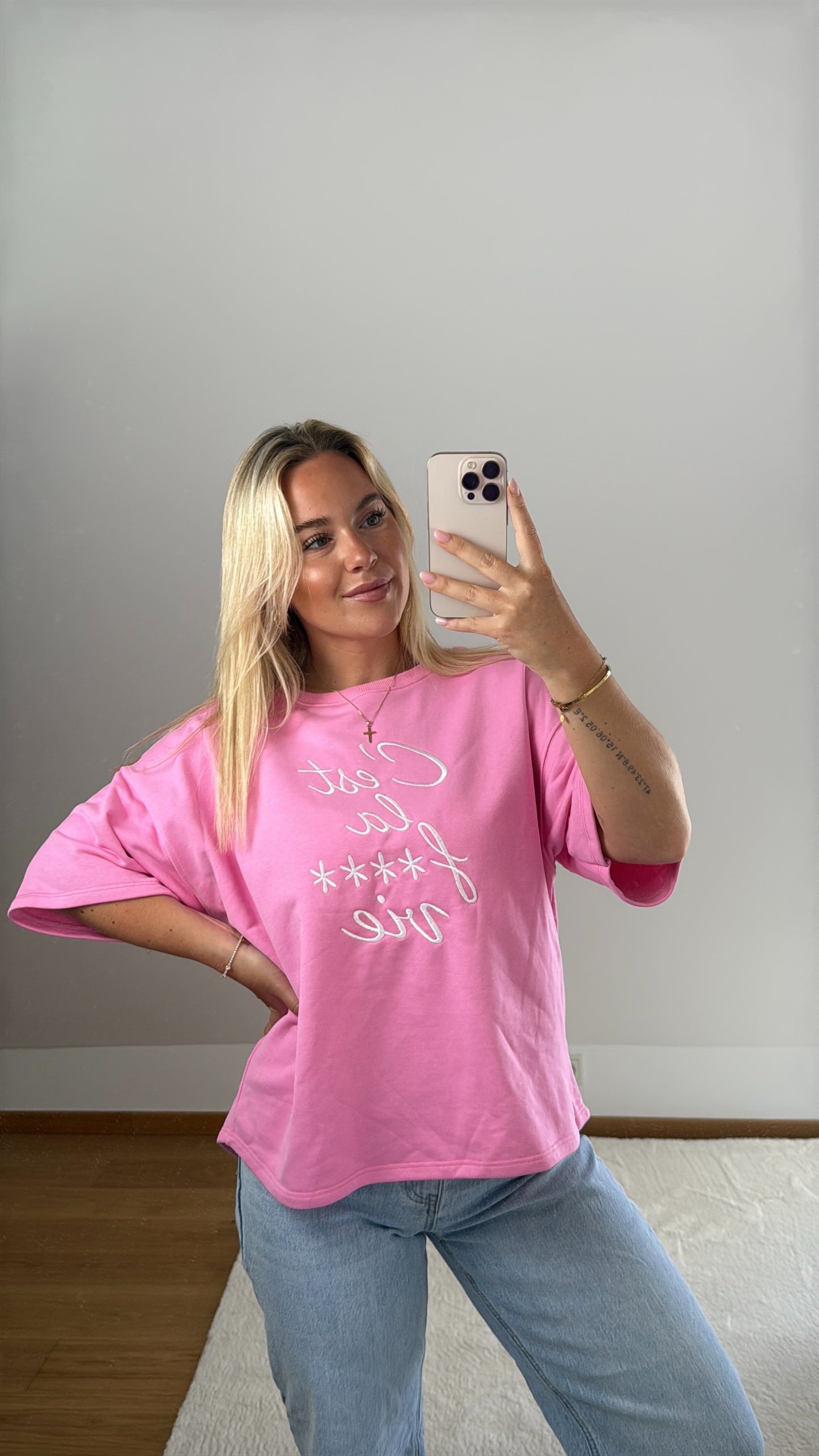 Oversize T-Shirt C‘est La Vie - pink