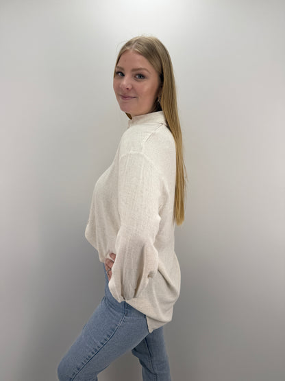 Lange Leinenbluse Stella - beige