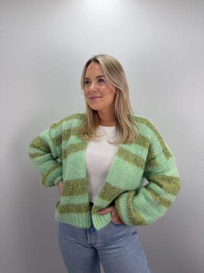 Gestreifter Cardigan May - grün