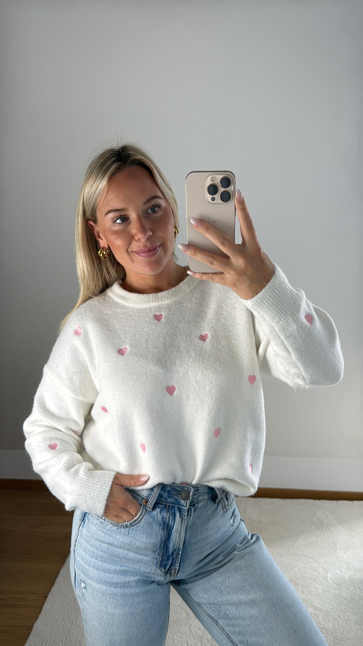 Pullover Hearts - weiß/rosa