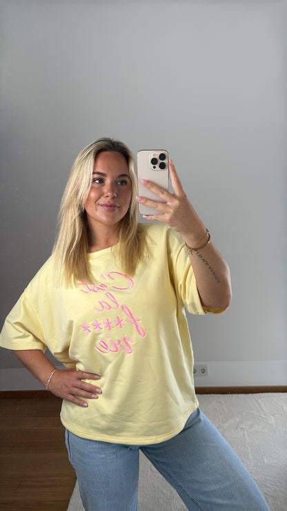 Oversize T-Shirt C‘est La Vie - gelb