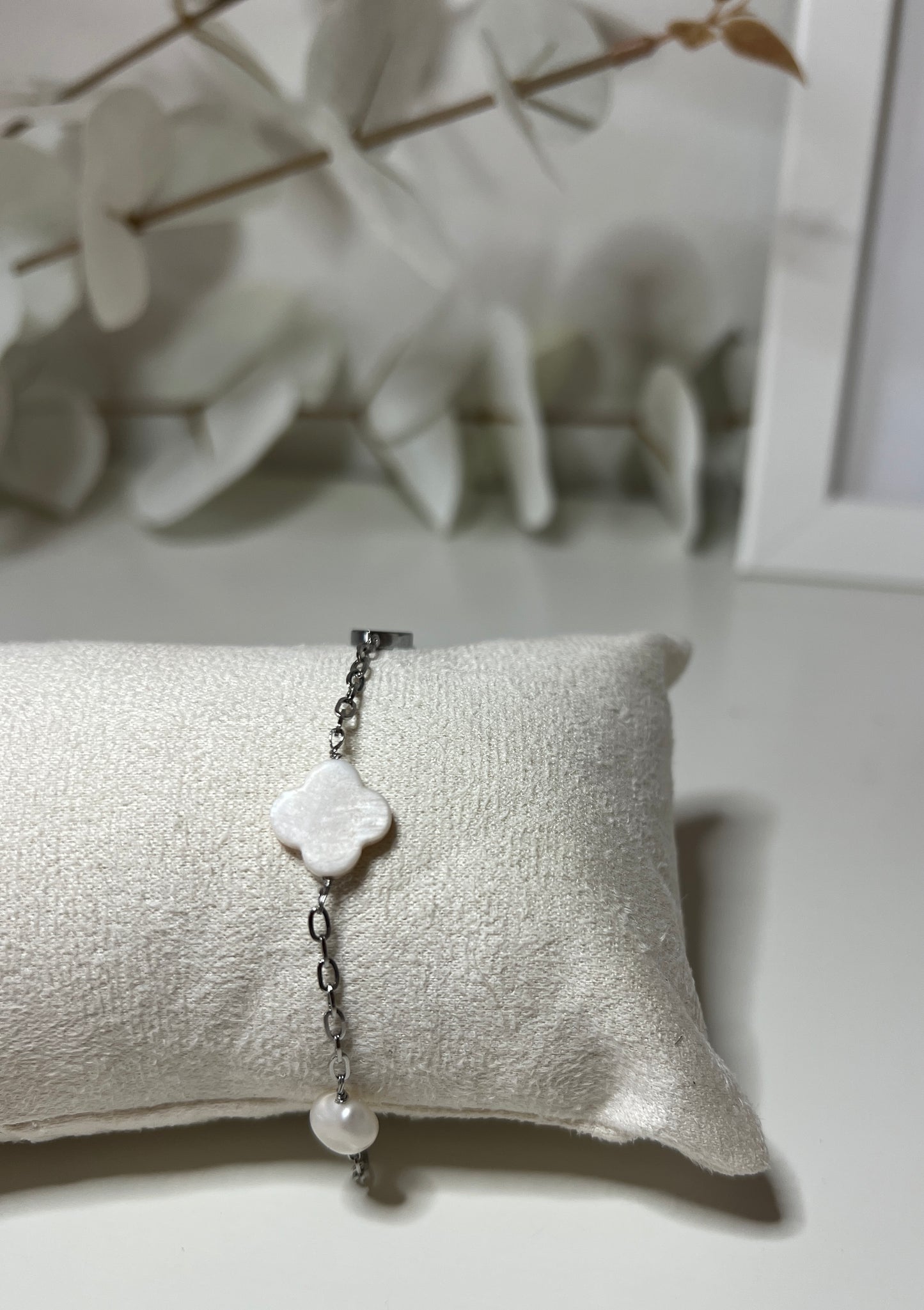 Armband - Love, Luck & Pearl silver