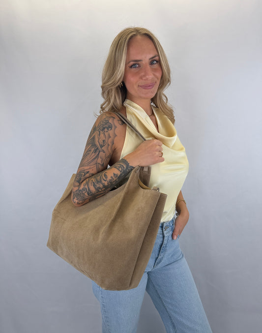 Wildleder Shopper Verona - taupe
