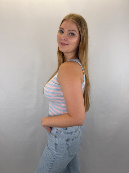 Top Leni - hellblau/rosa