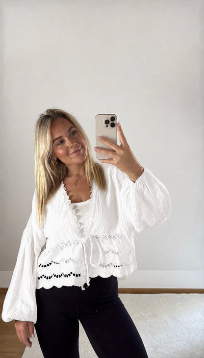 Musselinbluse Ida - weiß