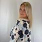 Langarmshirt gehäkelt Naomi - beige/blau/hellblau