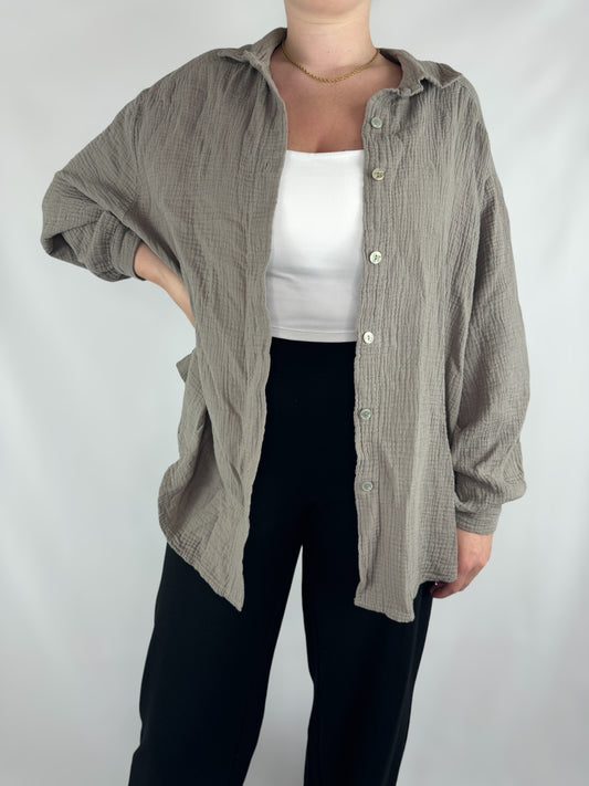 Musselinbluse - taupe