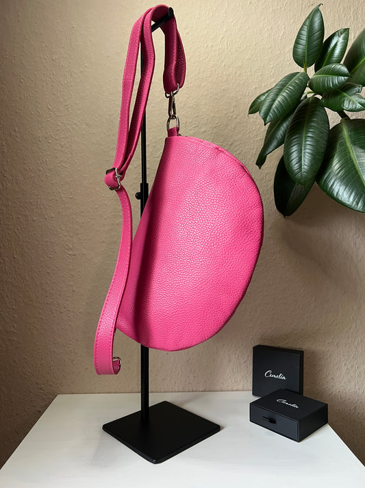 Banana Bag - Echtleder pink/silber