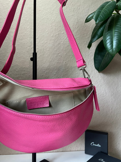 Banana Bag - Echtleder pink/silber