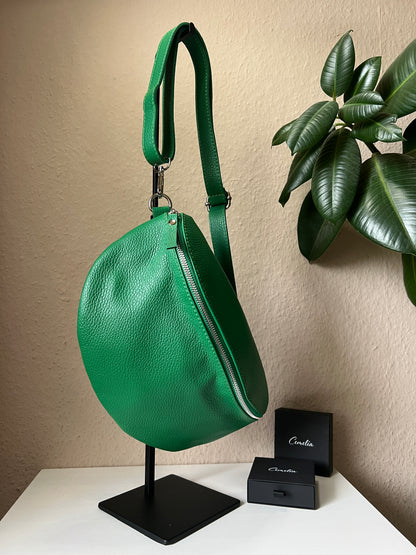 Banana Bag Echtleder - grün/silber
