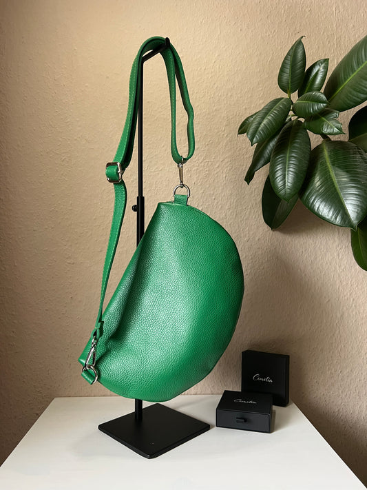 Banana Bag Echtleder - grün/silber